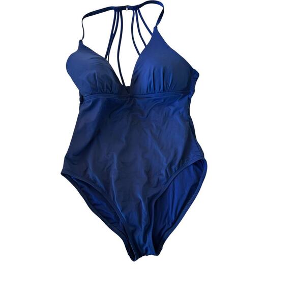 La Blanca Women's Blue Low Cut Padded Halter One Piece Swimsuit Size - Picture 2 of 15